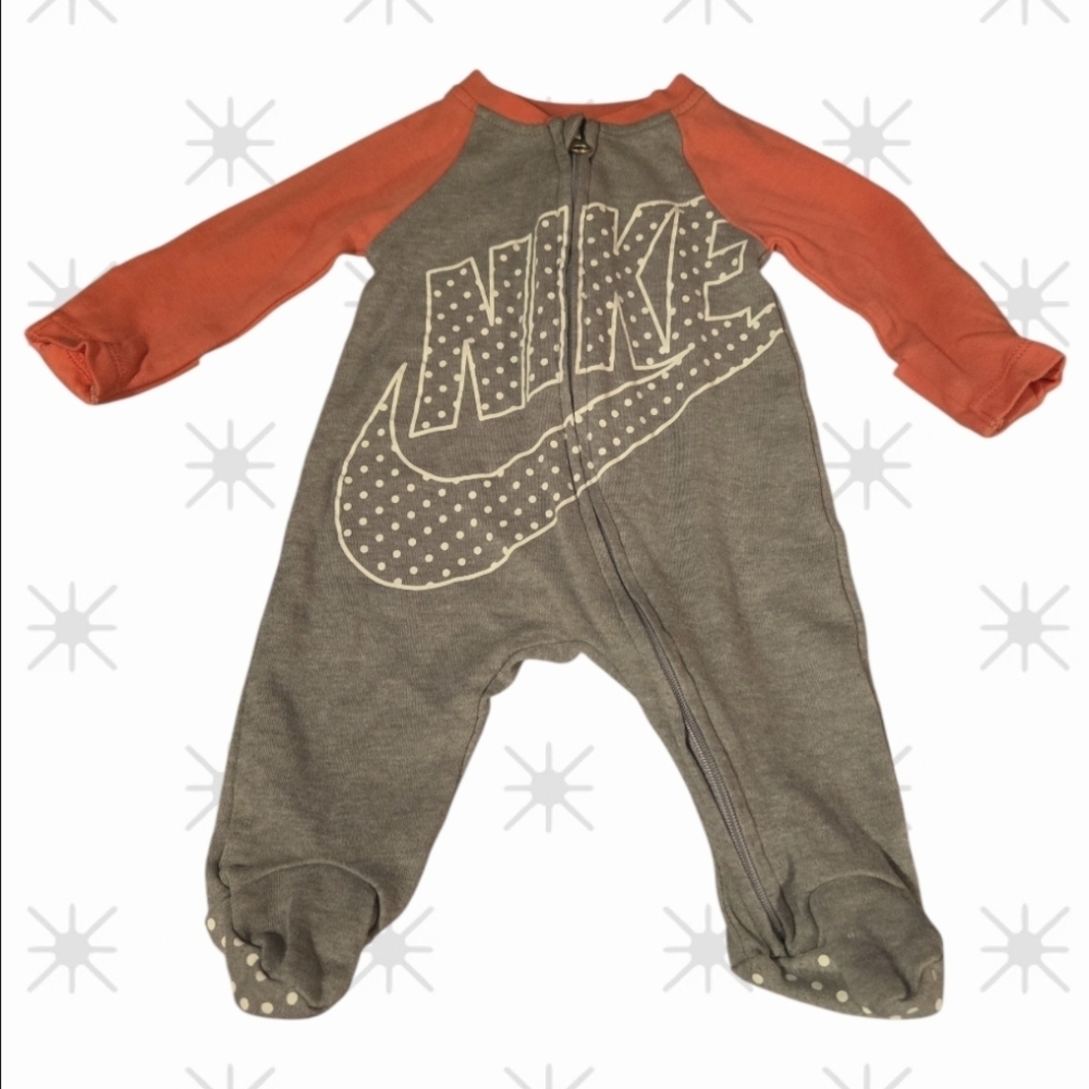 Nike Kids Gray and Pink Footie Sleep & Play-Newborn EUC